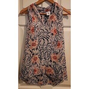 Cabi Womens XS Summer Top Sleeveless Floral Lightweight Breathable blue red